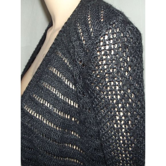 American Eagle Sweater Size XS Black shimmer Long cascading open front Cardigan - Picture 5 of 11